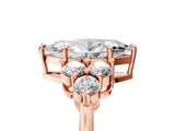 Rose gold Marquise Cut Brilliant Diamond Cluster Accent Solitaire Ring with Prong Setting_8