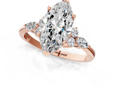 Rose gold Marquise Cut Brilliant Diamond Solitaire Ring with Pear Side Stones and Four-Prong Setting_4