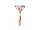 Rose gold Marquise Cut Brilliant Diamond Solitaire Ring with Pear Side Stones and Four-Prong Setting_5