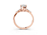 Rose gold Marquise Cut Brilliant Diamond Solitaire Ring with Pear Side Stones and Four-Prong Setting_6