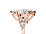 Rose gold Marquise Cut Brilliant Diamond Solitaire Ring with Pear Side Stones and Four-Prong Setting_8