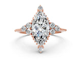 Rose gold Marquise Cut Brilliant Diamond with Cluster Setting on a Beaded Band and Four-Prong Setting_15