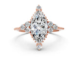 Rose gold Marquise Cut Brilliant Diamond with Cluster Setting on a Beaded Band and Four-Prong Setting_3