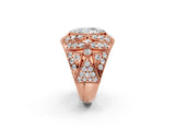 Rose gold Marquise Cut Brilliant Halo Pave Diamond Milgrain Ring_11