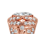 Rose gold Marquise Cut Brilliant Halo Pave Diamond Milgrain Ring_14