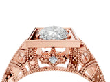 Rose gold Marquise Cut Brilliant Milgrain Filigree Diamond Ring with Square Prong Setting_41