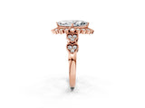 Rose gold Marquise Cut Brilliant Milgrain Pave Heart Band Solitaire Ring_5