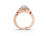 Rose gold Marquise Cut Brilliant Milgrain Pave Heart Band Solitaire Ring_6