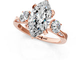 Rose gold Marquise Cut Brilliant Three-Stone Diamond Ring with Pavé Band and Four-Prong Setting_24