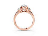 Rose gold Marquise Cut Brilliant Three-Stone Diamond Ring with Pavé Band and Four-Prong Setting_26
