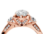 Rose gold Marquise Cut Brilliant Three-Stone Diamond Ring with Pavé Band and Four-Prong Setting_27