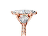 Rose gold Marquise Cut Brilliant Three-Stone Diamond Ring with Pavé Band and Four-Prong Setting_28