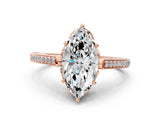 Rose gold Marquise Cut Cathedral Pave Diamond Engagement Ring with Six-Prong Setting_32