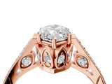 Rose gold Marquise Cut Cathedral Pave Diamond Engagement Ring with Six-Prong Setting_36