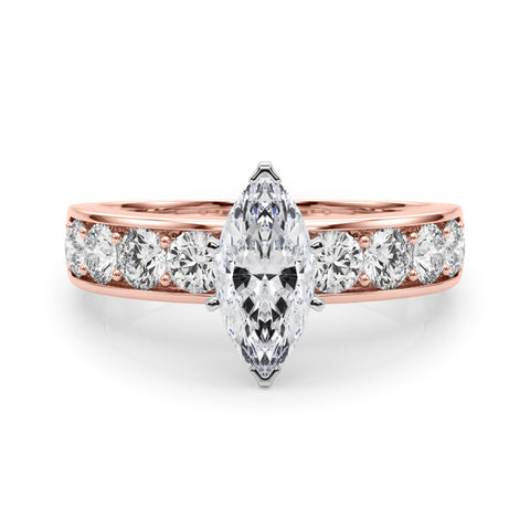 Rose gold Marquise Cut Channel Set Diamond Engagement Ring with Four-Prong Setting 1