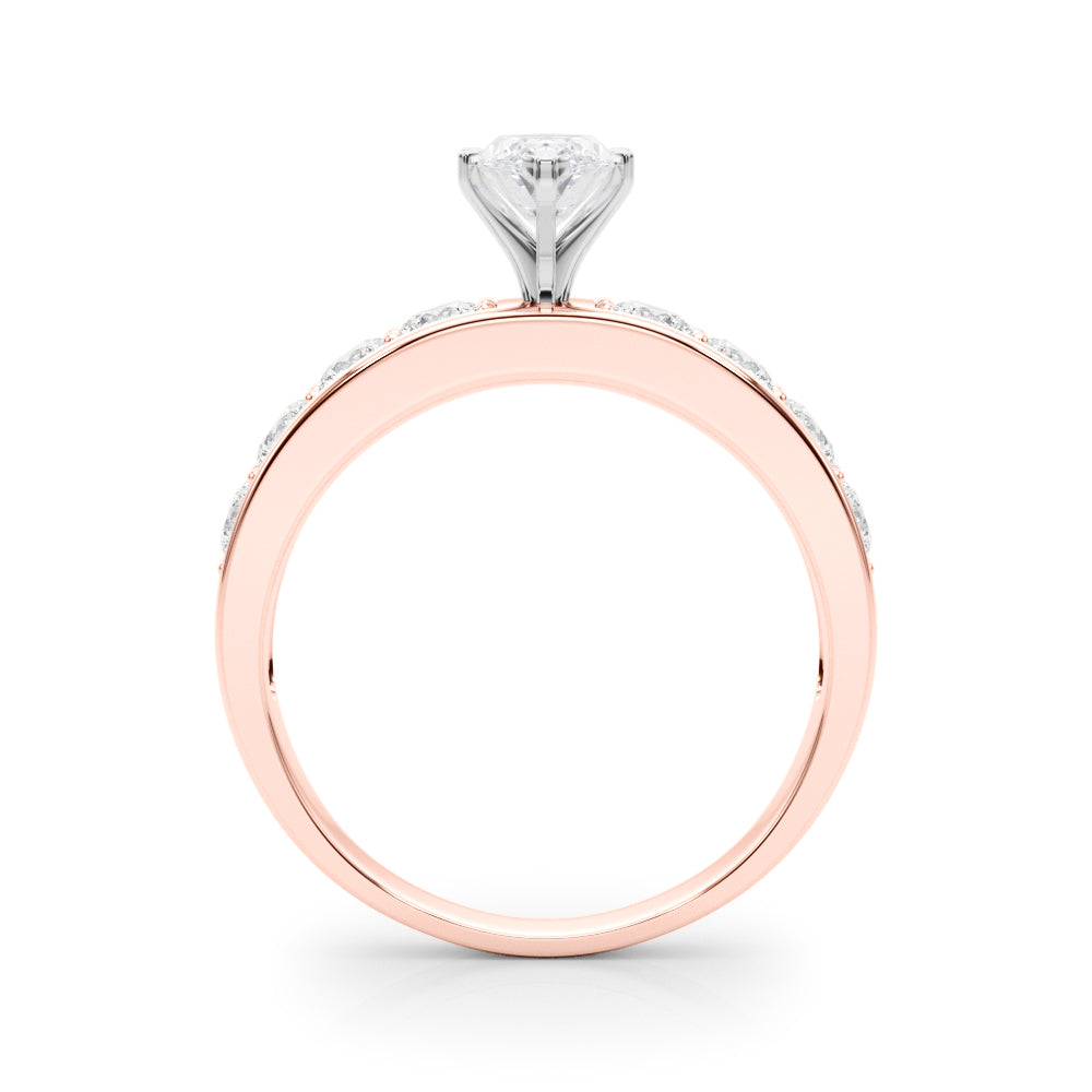 Rose gold Marquise Cut Channel Set Diamond Engagement Ring with Four-Prong Setting 2