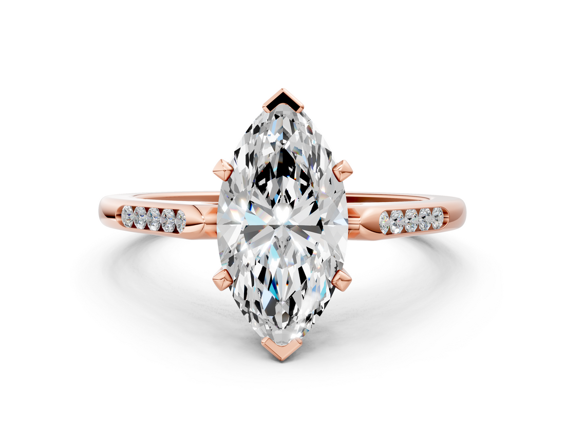 Rose gold Marquise Cut Channel Set Solitaire Engagement Ring with Four-Prong Setting_226