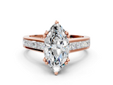 Rose gold Marquise Cut Channel Set Solitaire Engagement Ring with Prong Setting_33