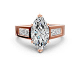 Rose gold Marquise Cut Channel Set Solitaire Ring with Four-Prong Setting_6