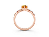 Rose gold Marquise Cut Citrine Cluster Side Stone Solitaire Ring with Prong Setting_27