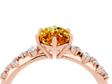 Rose gold Marquise Cut Citrine Cluster Side Stone Solitaire Ring with Prong Setting_28