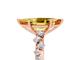 Rose gold Marquise Cut Citrine Cluster Side Stone Solitaire Ring with Prong Setting_29
