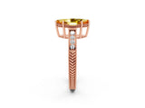 Rose gold Marquise Cut Citrine Engagement Ring with Milgrain Channel Set Band and Prong Setting_2