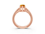Rose gold Marquise Cut Citrine Engagement Ring with Milgrain Channel Set Band and Prong Setting_3