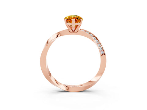 Rose gold Marquise Cut Citrine Engagement Ring with Side Stone Accents and Four-Prong Setting_30