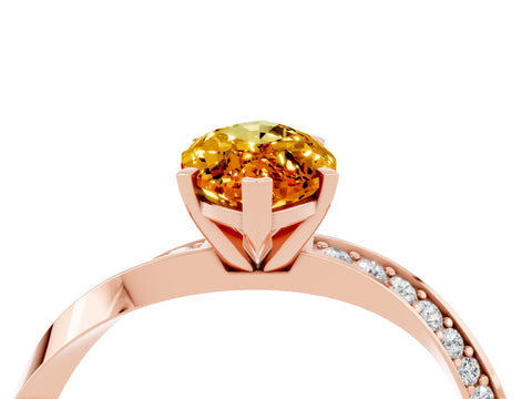 Rose gold Marquise Cut Citrine Engagement Ring with Side Stone Accents and Four-Prong Setting_31