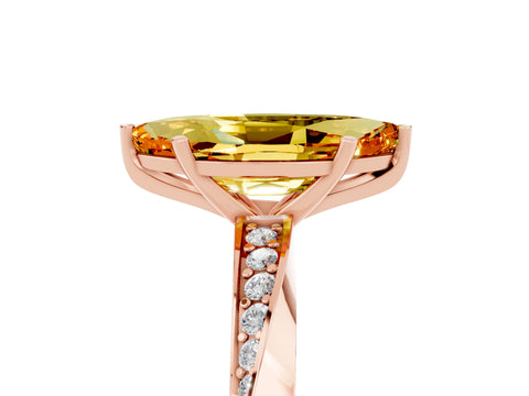 Rose gold Marquise Cut Citrine Engagement Ring with Side Stone Accents and Four-Prong Setting_32