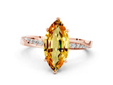 Rose gold Marquise Cut Citrine Engagement Ring with Side Stone Accents and Four-Prong Setting_60