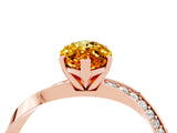 Rose gold Marquise Cut Citrine Engagement Ring with Side Stone Accents and Four-Prong Setting_64