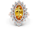 Rose gold Marquise Cut Citrine Floral Double Halo Engagement Ring with Prong Setting_61
