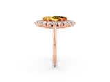 Rose gold Marquise Cut Citrine Floral Double Halo Engagement Ring with Prong Setting_63