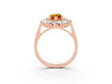 Rose gold Marquise Cut Citrine Floral Double Halo Engagement Ring with Prong Setting_64