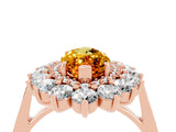 Rose gold Marquise Cut Citrine Floral Double Halo Engagement Ring with Prong Setting_65
