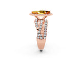 Rose gold Marquise Cut Citrine Halo Ring with Round Split Shank and Prong Setting_66