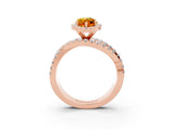 Rose gold Marquise Cut Citrine Halo Ring with Round Split Shank and Prong Setting_67