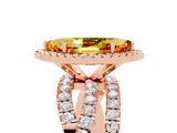 Rose gold Marquise Cut Citrine Halo Ring with Round Split Shank and Prong Setting_69