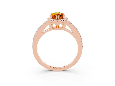 Rose gold Marquise Cut Citrine Halo Split Shank Engagement Ring_15