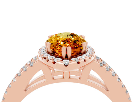 Rose gold Marquise Cut Citrine Halo Split Shank Engagement Ring_16