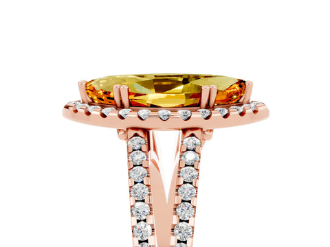 Rose gold Marquise Cut Citrine Halo Split Shank Engagement Ring_17