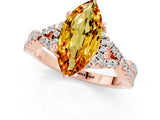 Rose gold Marquise Cut Citrine  Halo Twist Band Solitaire Prong Setting Ring_25