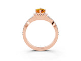 Rose gold Marquise Cut Citrine  Halo Twist Band Solitaire Prong Setting Ring_27