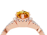 Rose gold Marquise Cut Citrine  Halo Twist Band Solitaire Prong Setting Ring_28