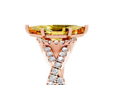 Rose gold Marquise Cut Citrine  Halo Twist Band Solitaire Prong Setting Ring_29