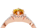 Rose gold Marquise Cut Citrine  Halo Twist Band Solitaire Prong Setting Ring_46