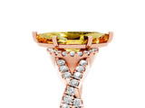 Rose gold Marquise Cut Citrine  Halo Twist Band Solitaire Prong Setting Ring_47