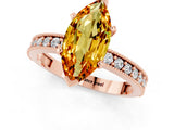 Rose gold Marquise Cut Citrine Milgrain Pavé Engagement Ring with Four-Prong Setting_1